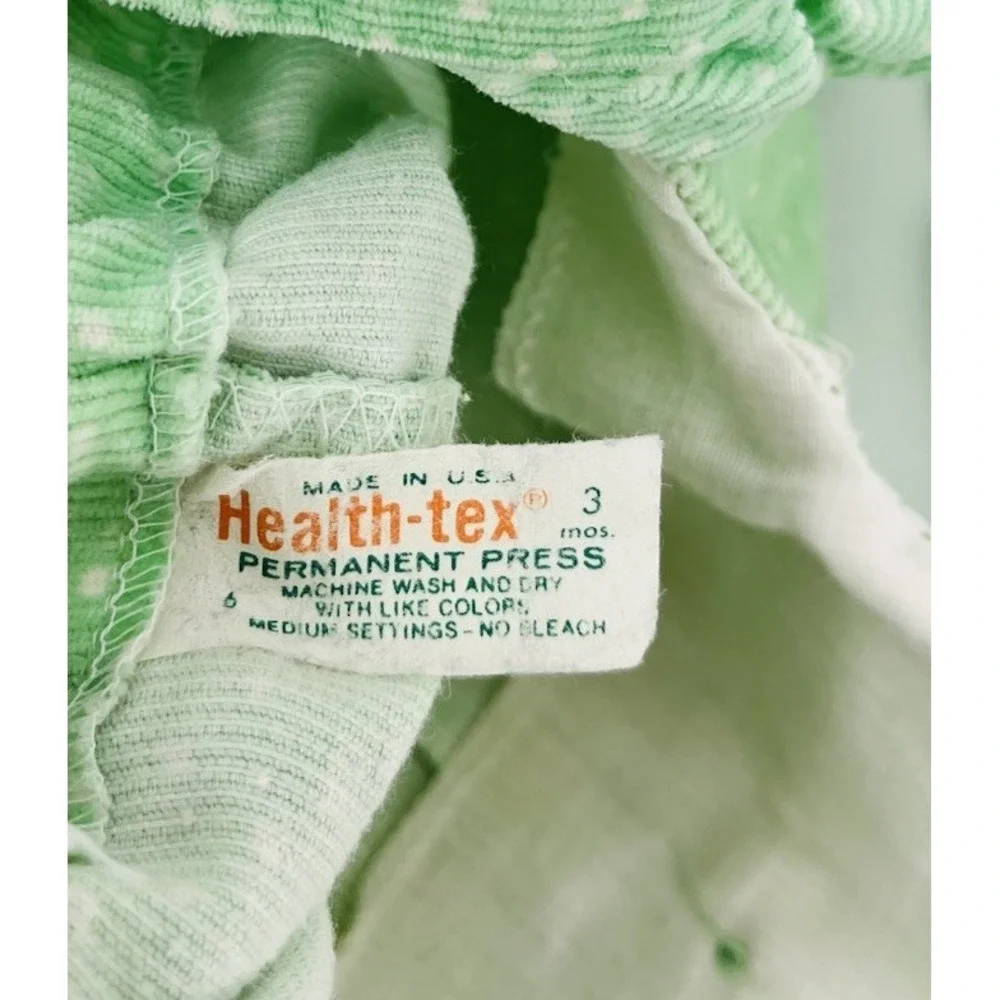 Vintage Healthtex Polka Dot Corduroy Overalls Size 3 Months Ruffles